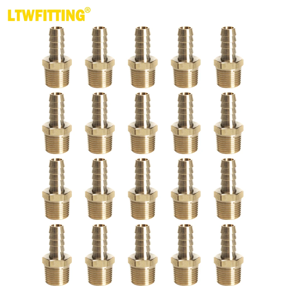 

LTWFITTING Brass Barb Fitting Coupler/Connector 3/8-Inch Hose ID x 3/8-Inch Male NPT Fuel(Pack of 20)