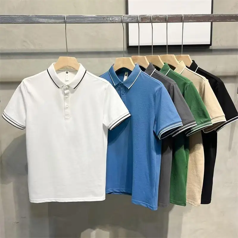 

Faionable Ice Silk Slim Fit ort Sve irt для мужчин Casual Busin с отложным воротником f Sve T irt Summer