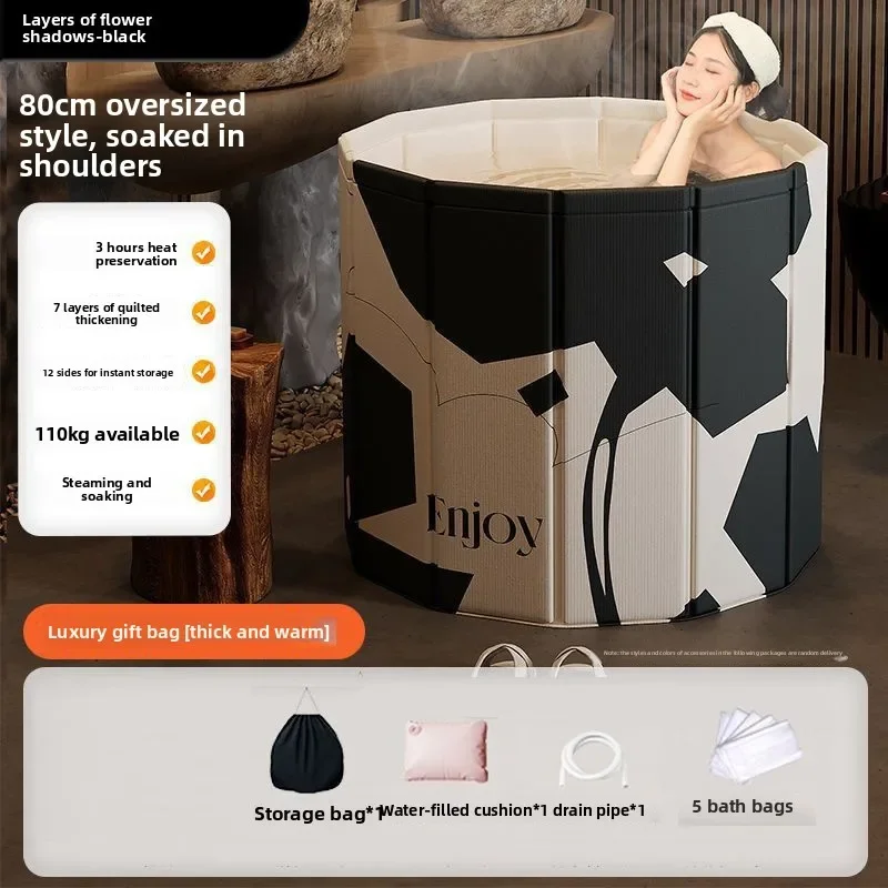 Portable Bath Tub Easy No Install for Home Useb Bath Tub Full Body Soaking Foldable Durable Adult Bathtub Thickened Full Body