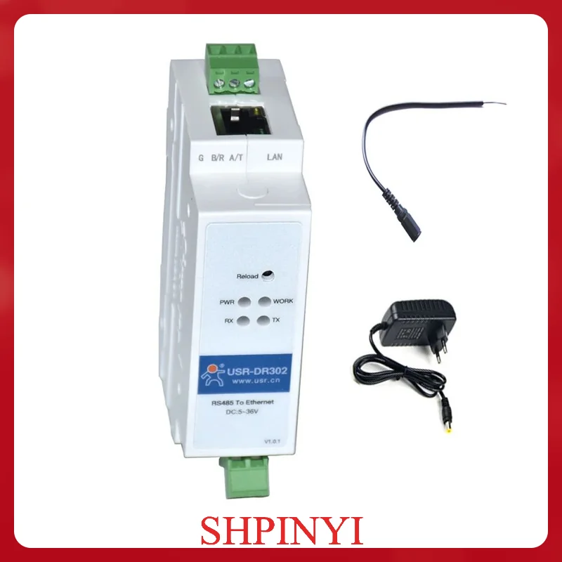 USR-DR302 DIN-Rail RS485 Serial to Ethernet Converter Bidirectional Transparent Transmission Between RS485 and RJ45