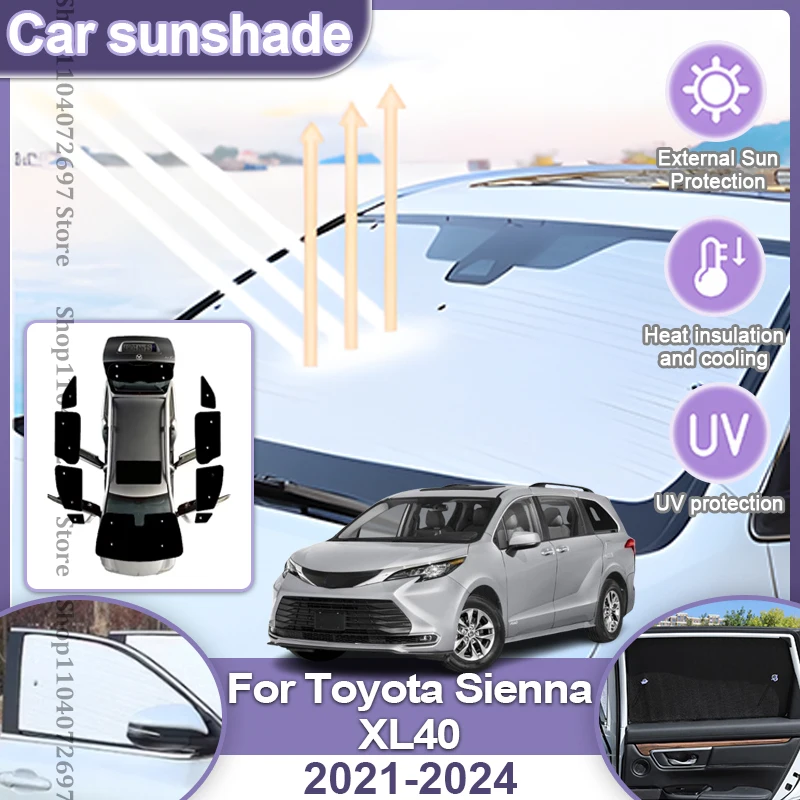 

Солнцезащитные козырьки с полным покрытием для Toyota Sienna XL40 XSE XLE 2021-2024 2022 2023 Выдвижная защитная шторка Аксессуары для салона автомобиля