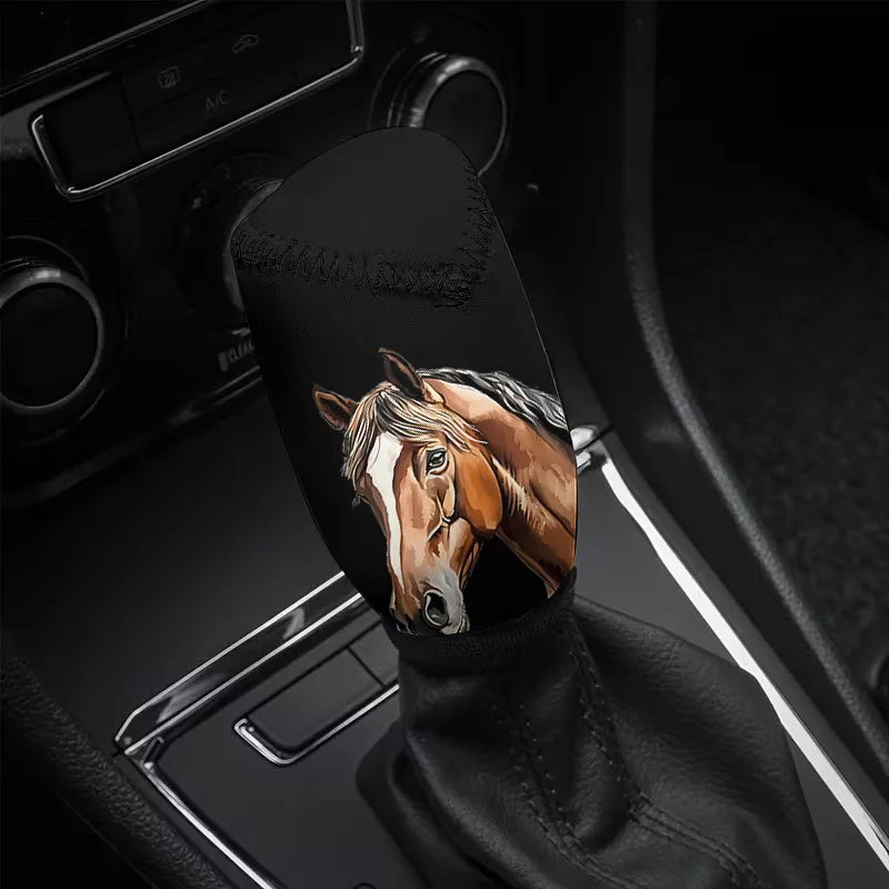 1pc Galloping Horse Art Print Car Gear Shift Dust Cover, Fits Multiple Car Models, Car Gear Shift Knob Cover, Printed Design, E