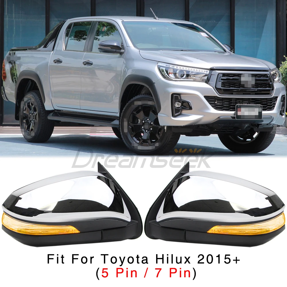 

5/7 Pin Rear View Side Door Mirror Fit for Toyota Hilux Revo 2015+ w/ Turn Signal Driver Passenger Side Rearview Mirror Assembly