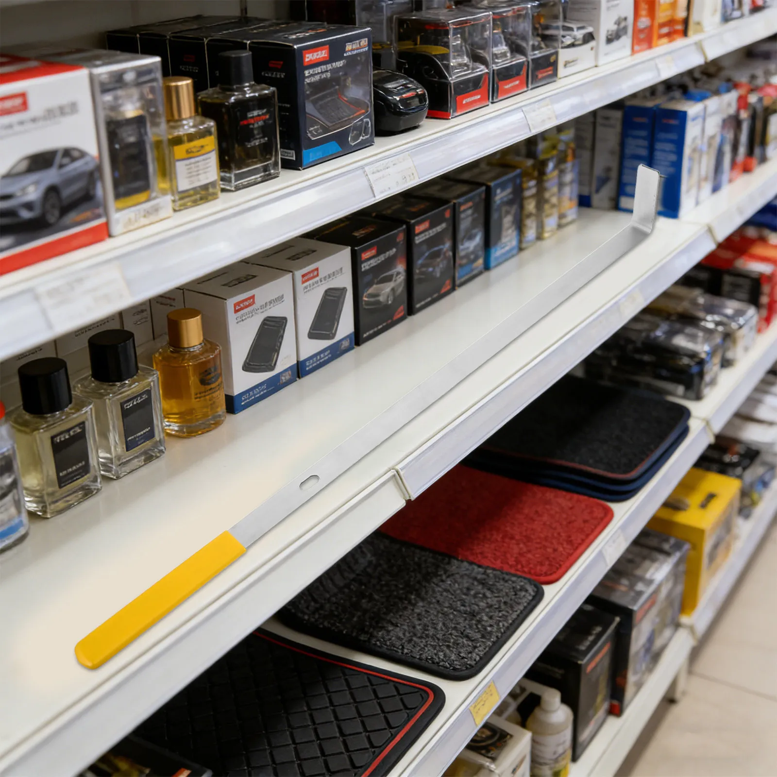 

Supermarket Goods Shelf Management Tool Stainless Steel Sorting Puller for Merchandise Organization Shelf Length Pusher Ruler