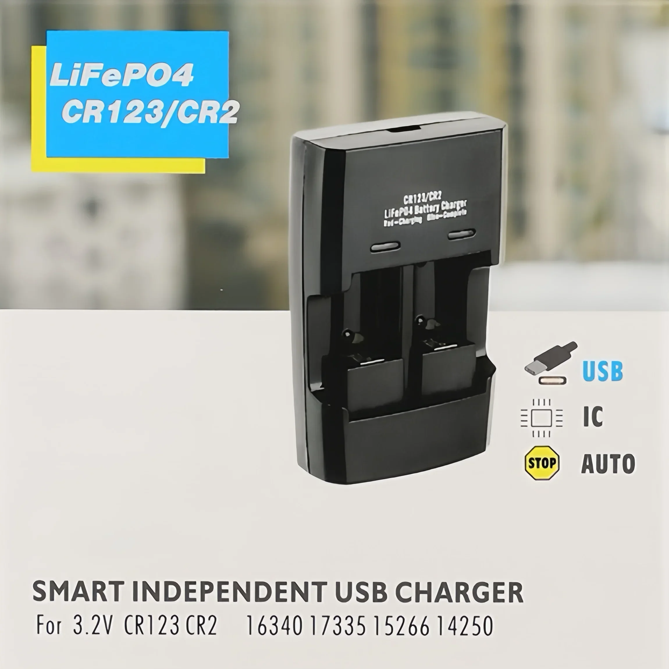 

15PCS CR123A LiFePo4 Battery 3.2V 1440mWh Rechargeable Battery Charger for Camera Smoke Alarm Access control system Gps tracker