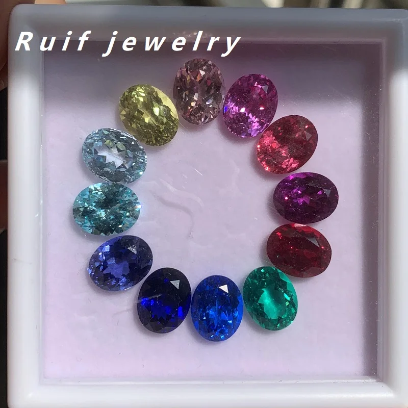 Ruif Nice Lab Gems Collection, Lab Emerald, Rubi Paraíba, Rosa, Amarelo, Roxo, Azul, Safira, Cobalto, Espinélio, 8x10mm