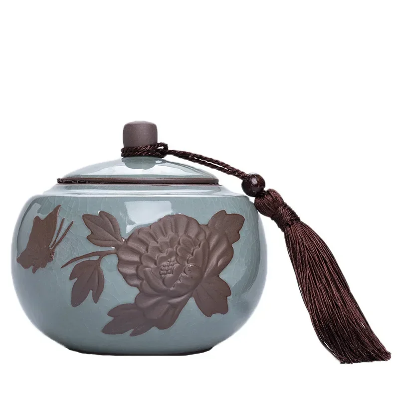 

Tea Containers Ceramic Sealed Can Large Size Tea Box Storage Tank Ceramic Tea Utensil Portable