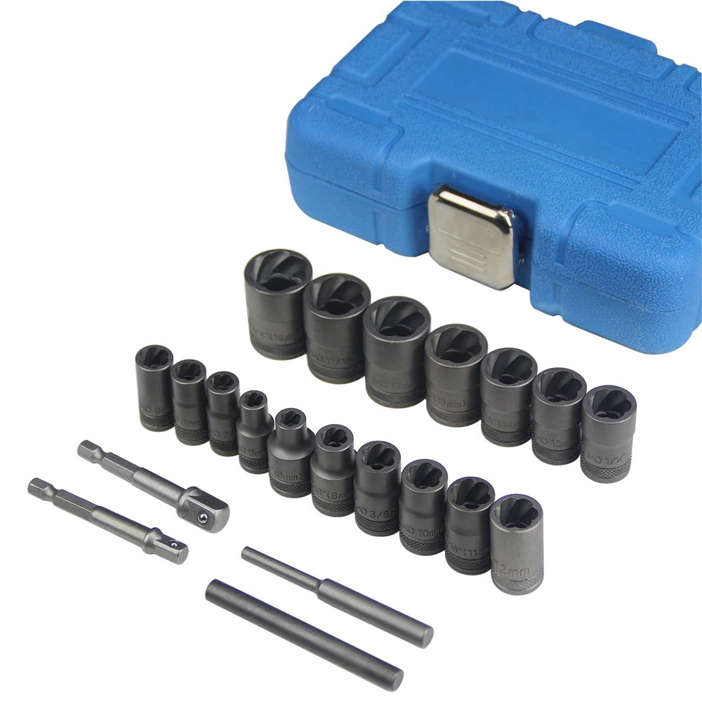 

21pcs Screw Bolt Extractor Set Rusted Screw Extractor Maintenance Portable Broken Nut Remover for Construction Auto Strip Screws
