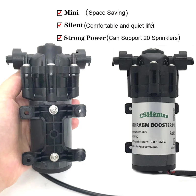 

HEMAN Garden Sprayer Misting DC 24V RO Micro Diaphragm Booster Pump 50GPD Automatic Increase Reverse Osmosis Water System