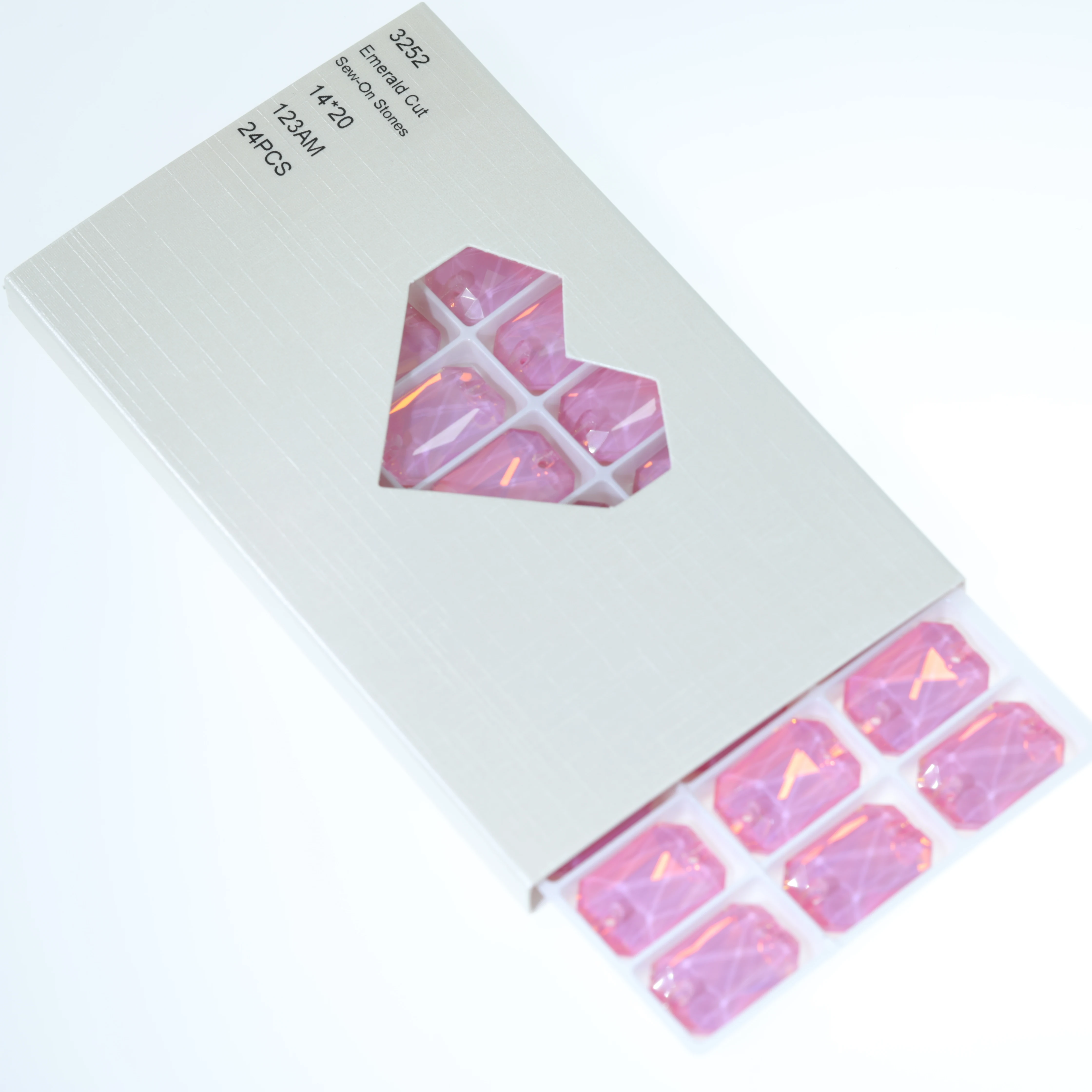 AB MO 3252 Smaragdschliff Glas-Nähsteine für Kleidung, Hochzeitskleider, Funkelnde Fancy-Kristalle, Strasssteine mit flacher Rückseite zum Aufnähen – Detail 6