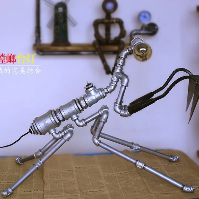 Industrial Pipe Mantis LED Light Creative Wall Lamp Bar Decor Desktop Table Lamp