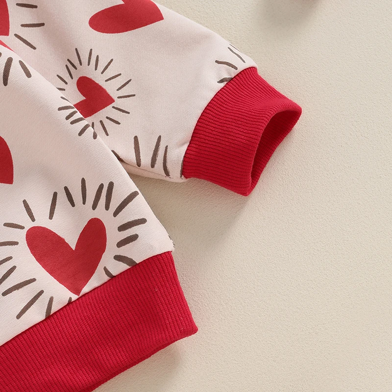 Toddler 2-Piece Valentine s Day Set with Heart Print Sweatshirt and Pants - Adorable Infant Outfit for the Holiday