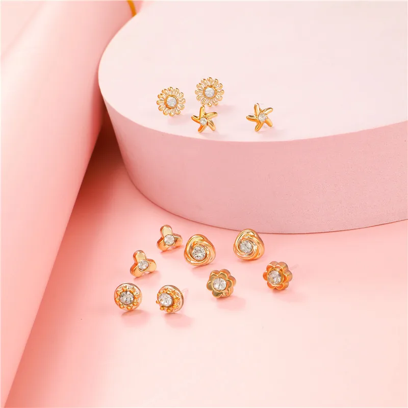 100 Pair/Lot Small Mini Stud Earring Set For Girl Love Star Animal Geometric Random Female Wedding Party Ear Jewelry Accessories