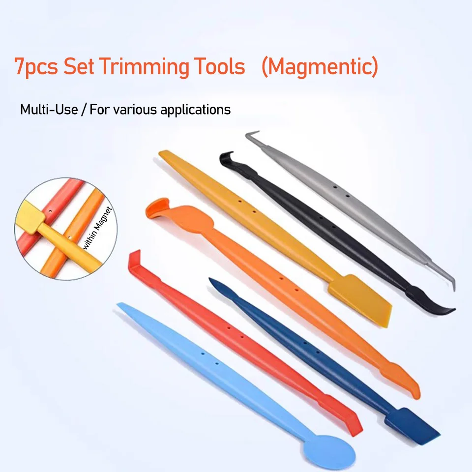 

Vinyl Wrap Edge Tucking Tool Set for Car Color Change Film & PPF Installation, Double End Plastic / Metal Trim Pry Tools KLT-14
