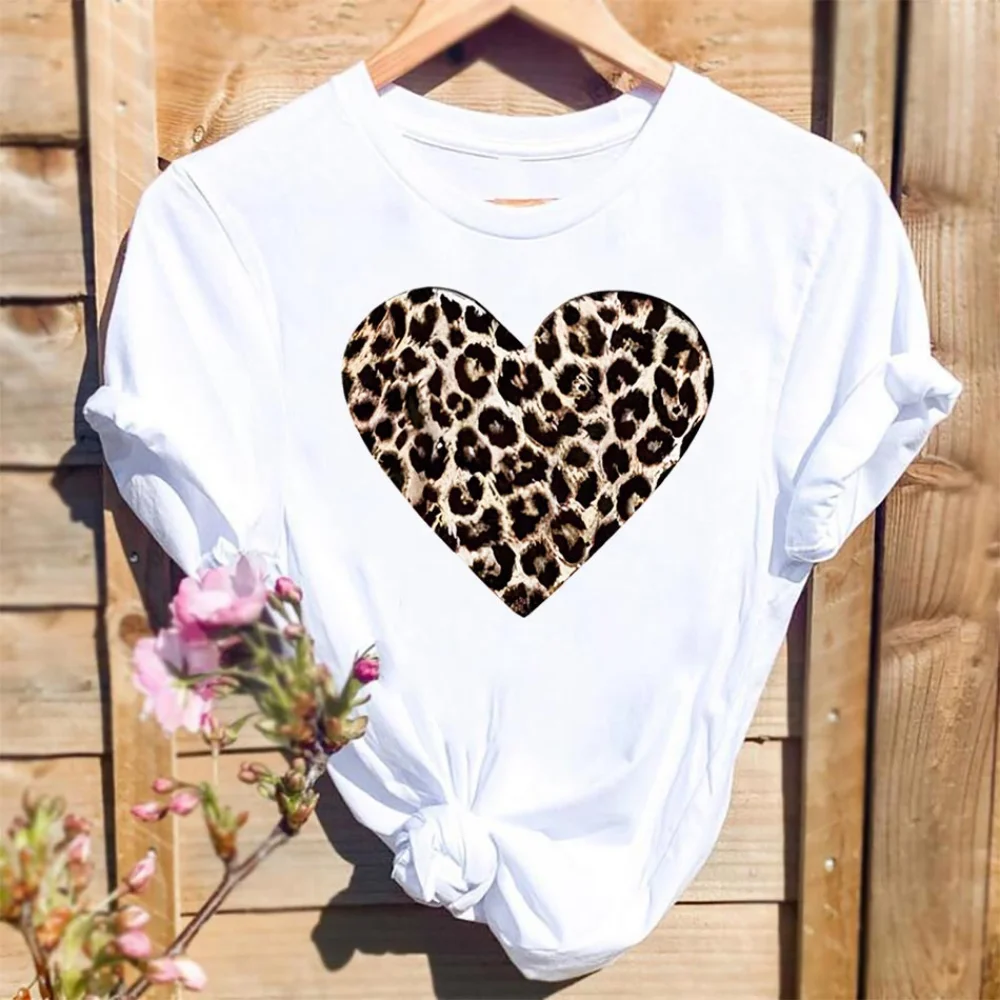 Leopard Print Love Heat Stickers On T-shirt DIY Washable Iron On Transfers On Clothes Bag Beautiful Design Patches For Clothing