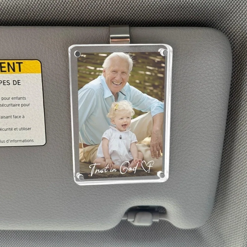 Durable Acrylic Car Sun Visor Photo Holder Magnetic Easy Installation Car Photo Folder Daily Use Picture Clip for Storing Photos