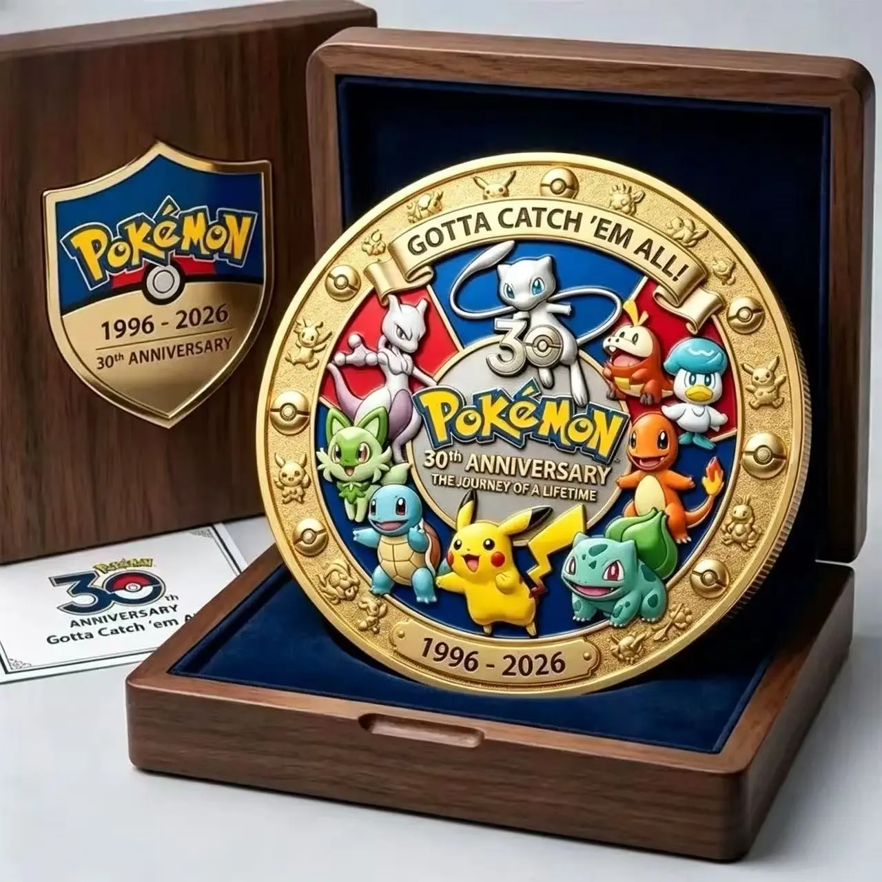 Image of Pokemon 30. Jubiläums-Gedenkmünze 1996-2026 Pikachu Metallmedaille, Sammlerstück Dekorationsobjekt, Fan-Geschenk