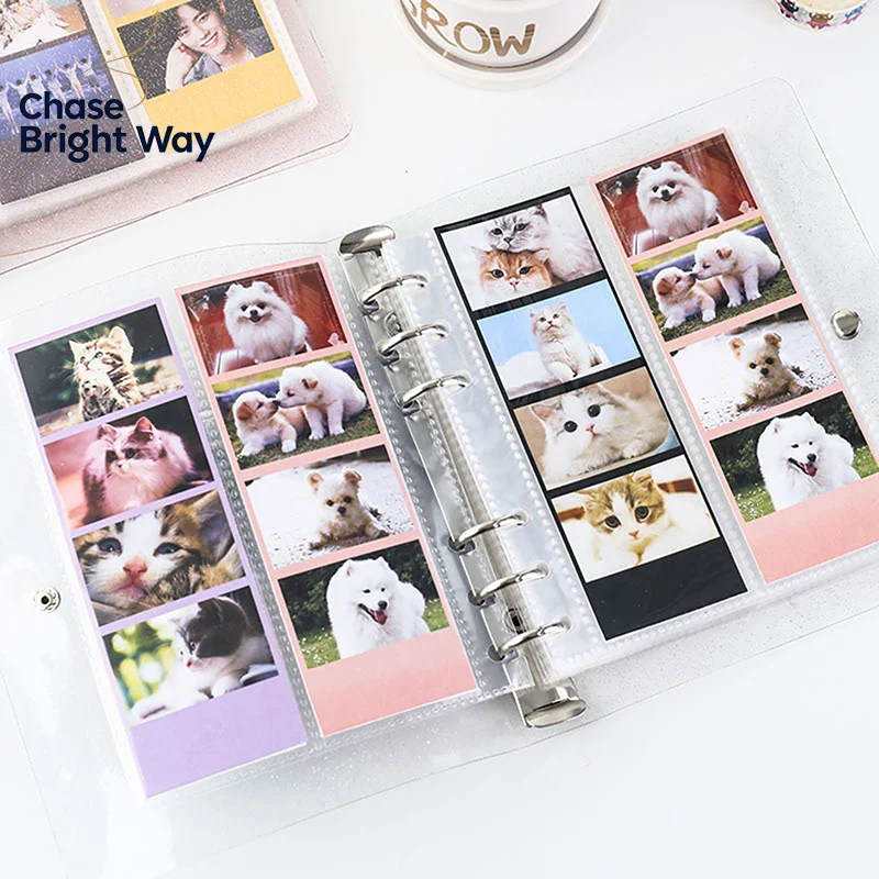 A6 Glitter Photocard Binder 100 Photos for 2x6 Inch Photo Strips Bookmark Photo Booth Frame Album Idole Cards Organizer