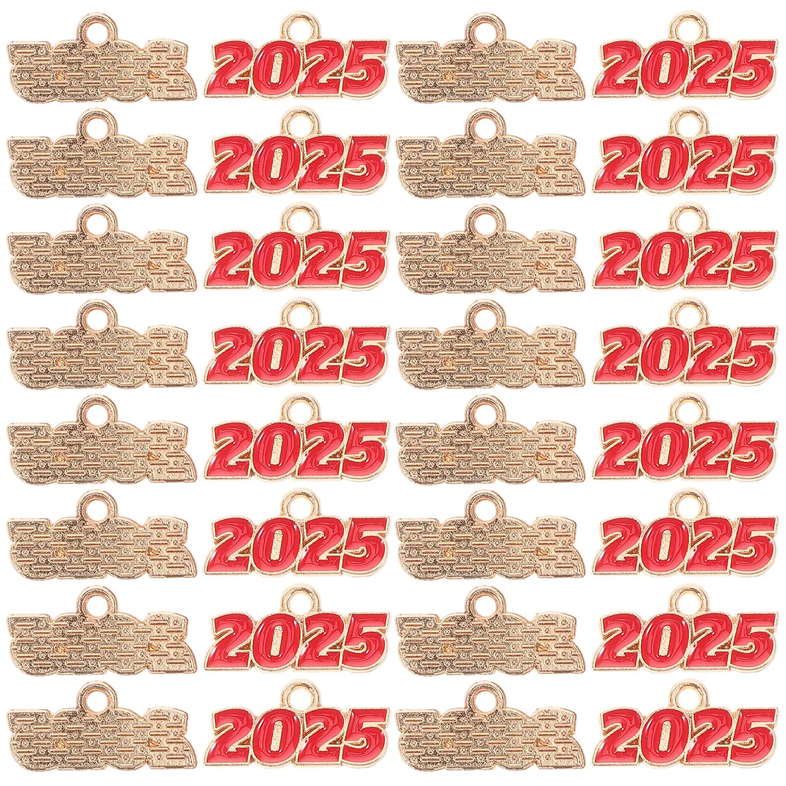 100Pcs 2025 Pendant Charms Zinc Alloy Year Number Jewelry Making Supplies for Bracelets Keychains Necklaces DIY Crafts