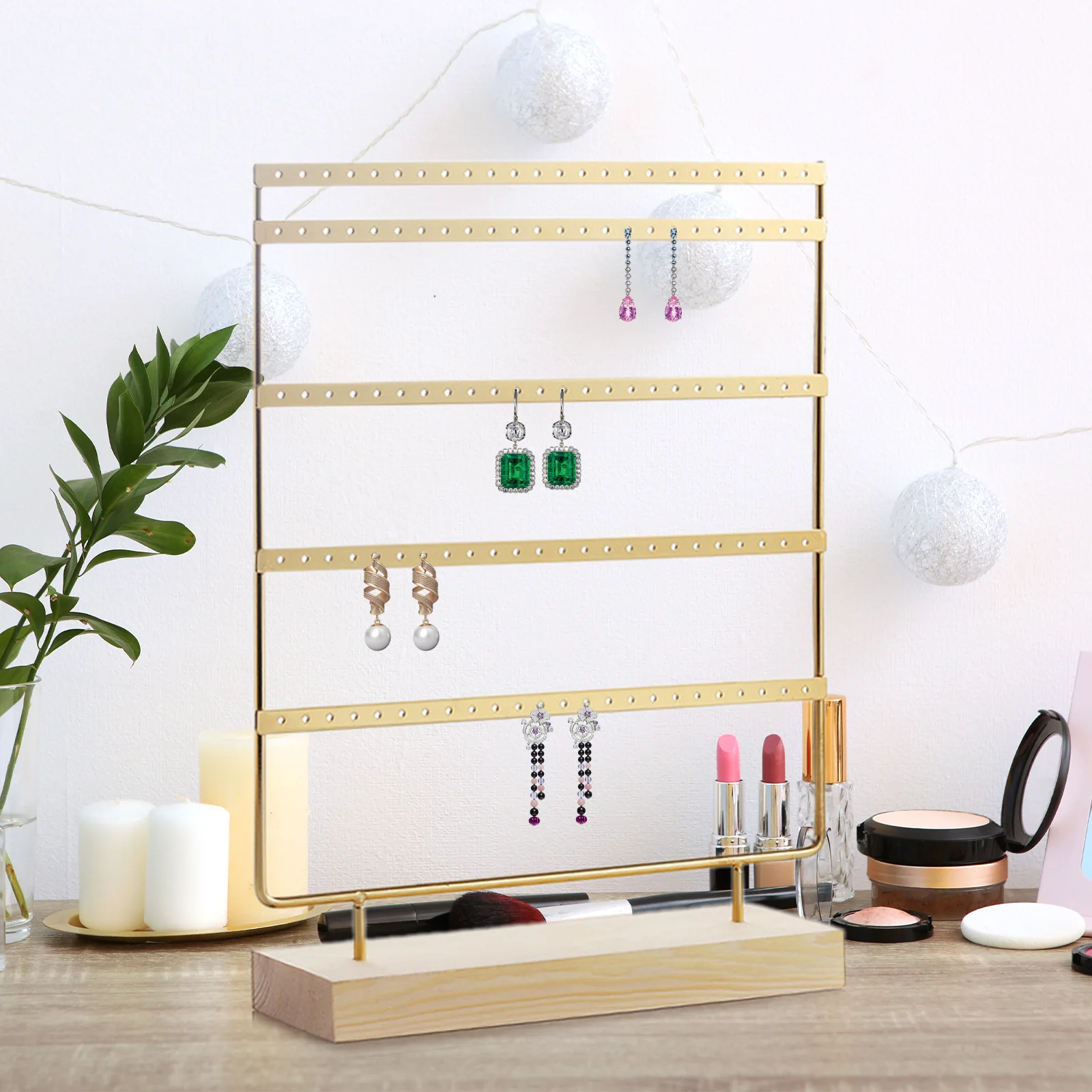 Présentoir de boucles d'oreilles T1 avec 120 trous pour filles, porte-colliers de la présidence, vitrine de bijoux, commode, maison