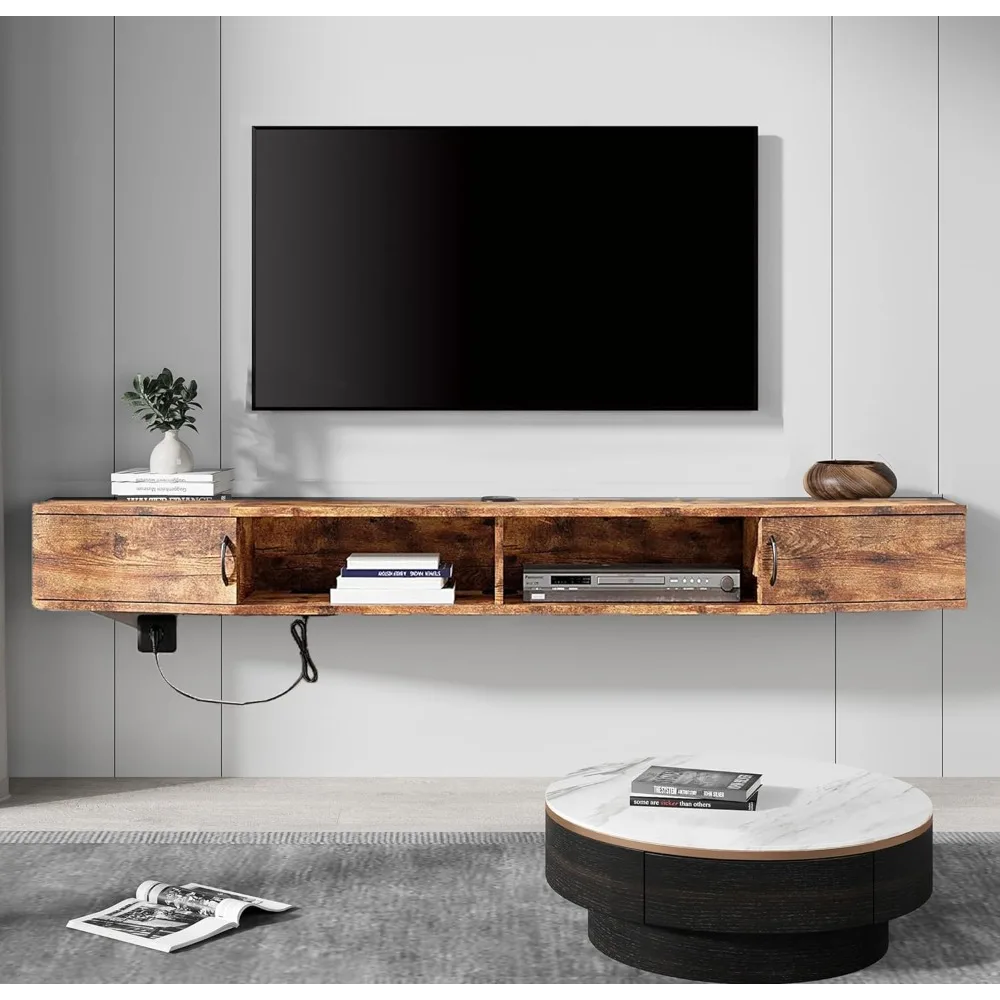 

Wall TV Stand, Mounted TVs Shelf with Door Media Console Entertainment Center, Under TVs Floating Cabinet, Wall TV Stand