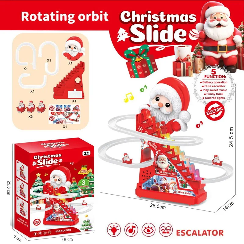 

Christmas Slide Toy Electric Track Slide Roller Coaster Playset,Santa Christmas Roller Coaster Track With LED Lights And Music
