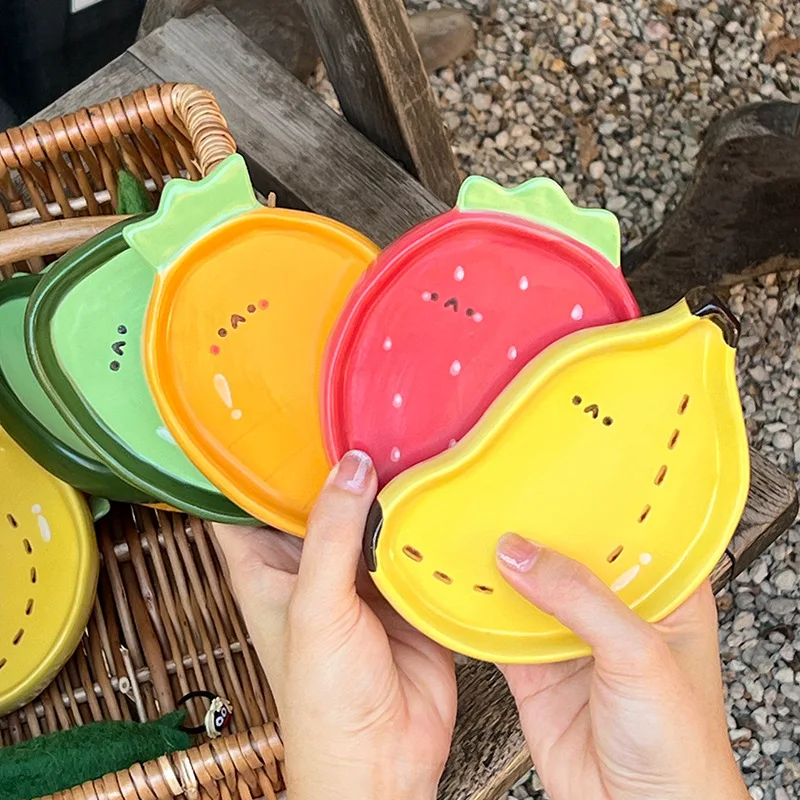 4-inch Creative Cute Ceramic Plate,Snack Candy Snack Plate,Household Fruit Shaped Small Plates, Children's Cartoon Sauce Dishes