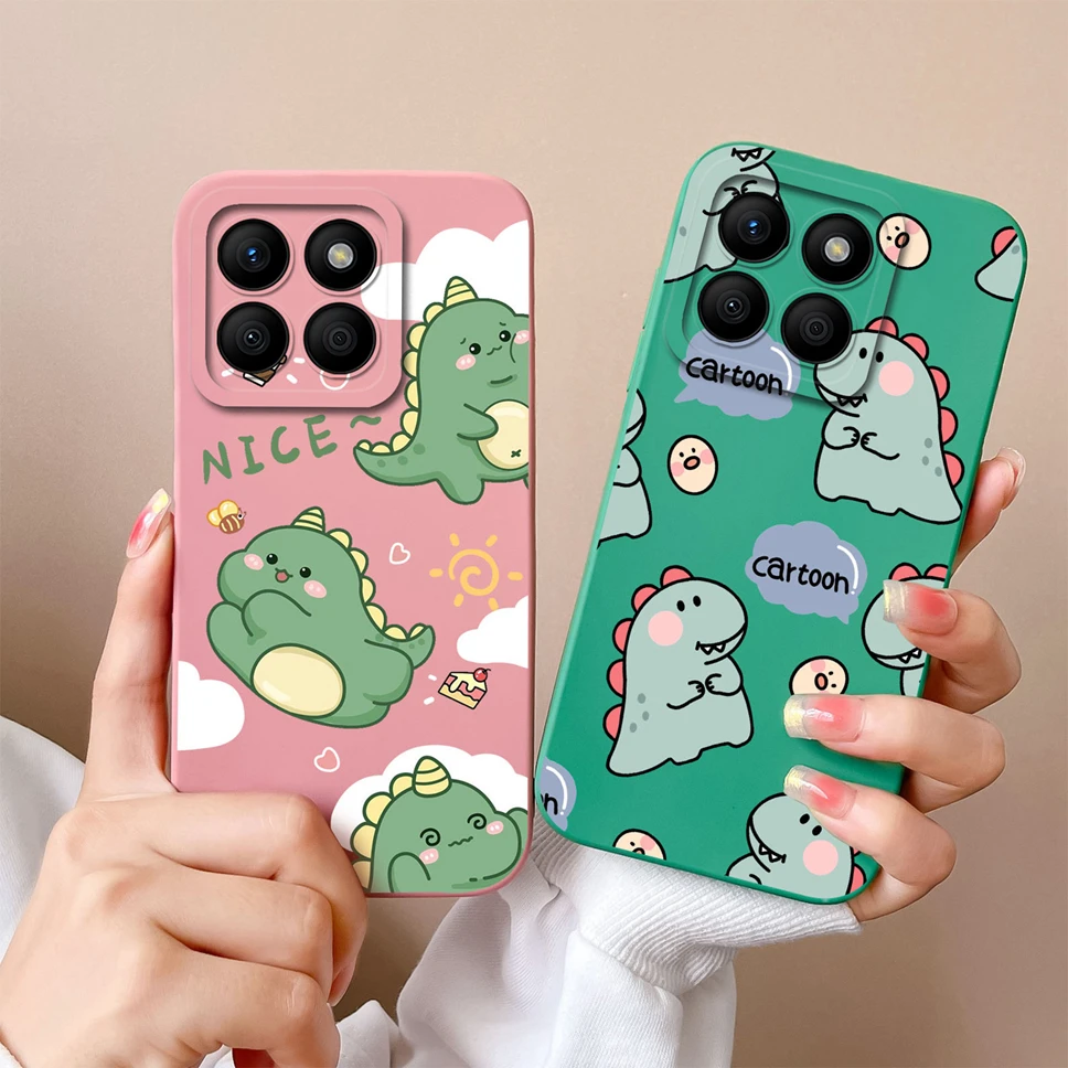 For Honor X8b Case Lovely Pretty Dinosaur Sunflower Smooth Liquid Silicone Protective Phone Cover For Honor X 8b Fundas Bumper
