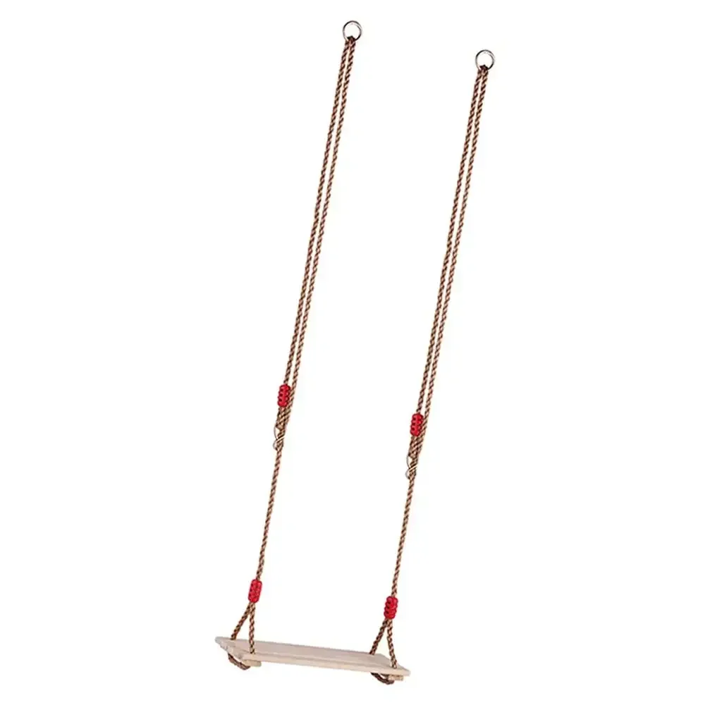 Hoogwaardige houten schommel met vier planken, in lengte verstelbaar touwschommel, buiten, binnen, huis, tuinspeeltuin, pastorale houten schommel