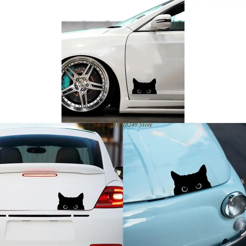 

N5KD Cartoon Funny Peeking Cats Sticker Waterproof Decal for Car Truck