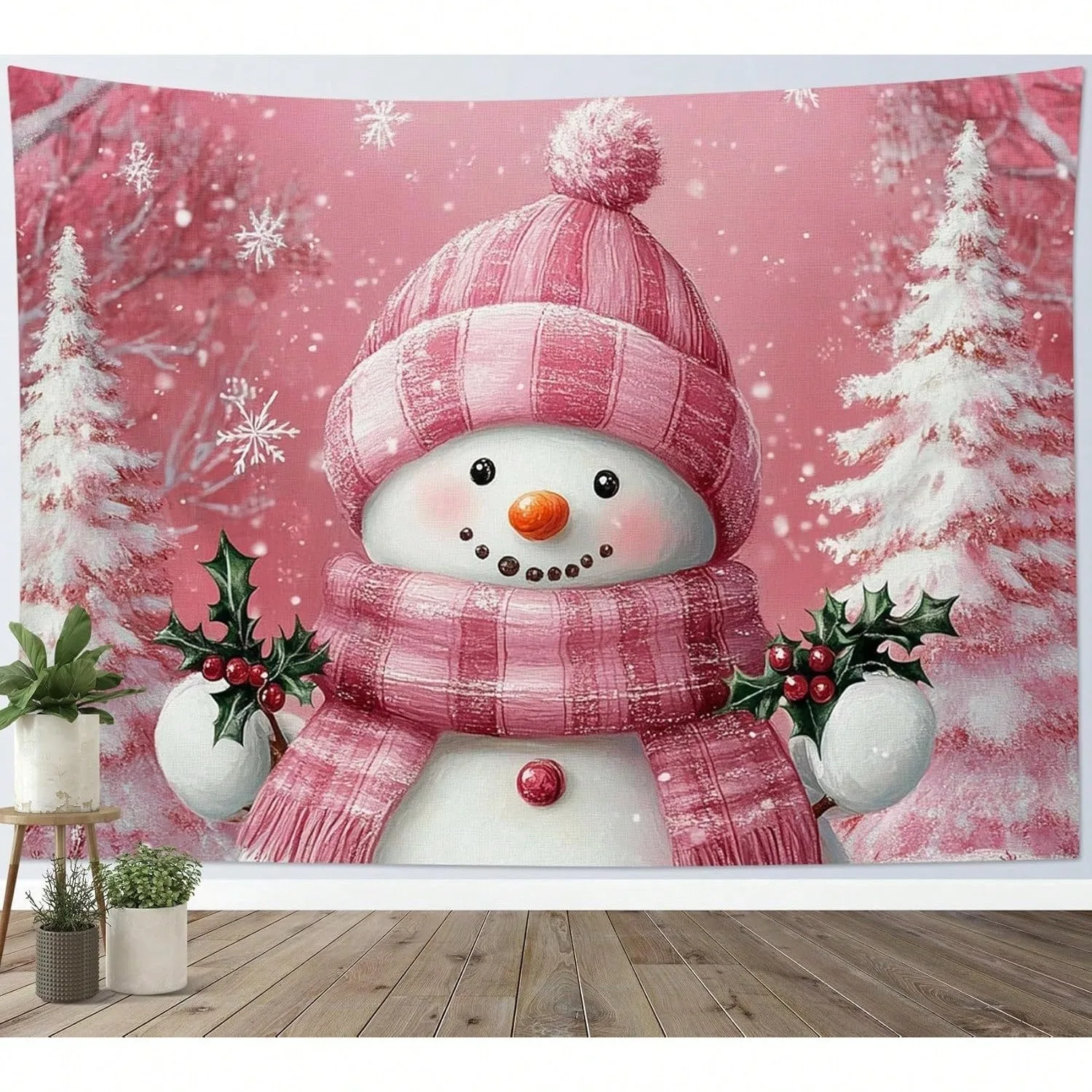 

Рождественский замок снеговика, гобелен разных размеров, 2D принт, зимний ночной пейзаж, полиэстер, настенный гобелен для гостиной, общежития, радость