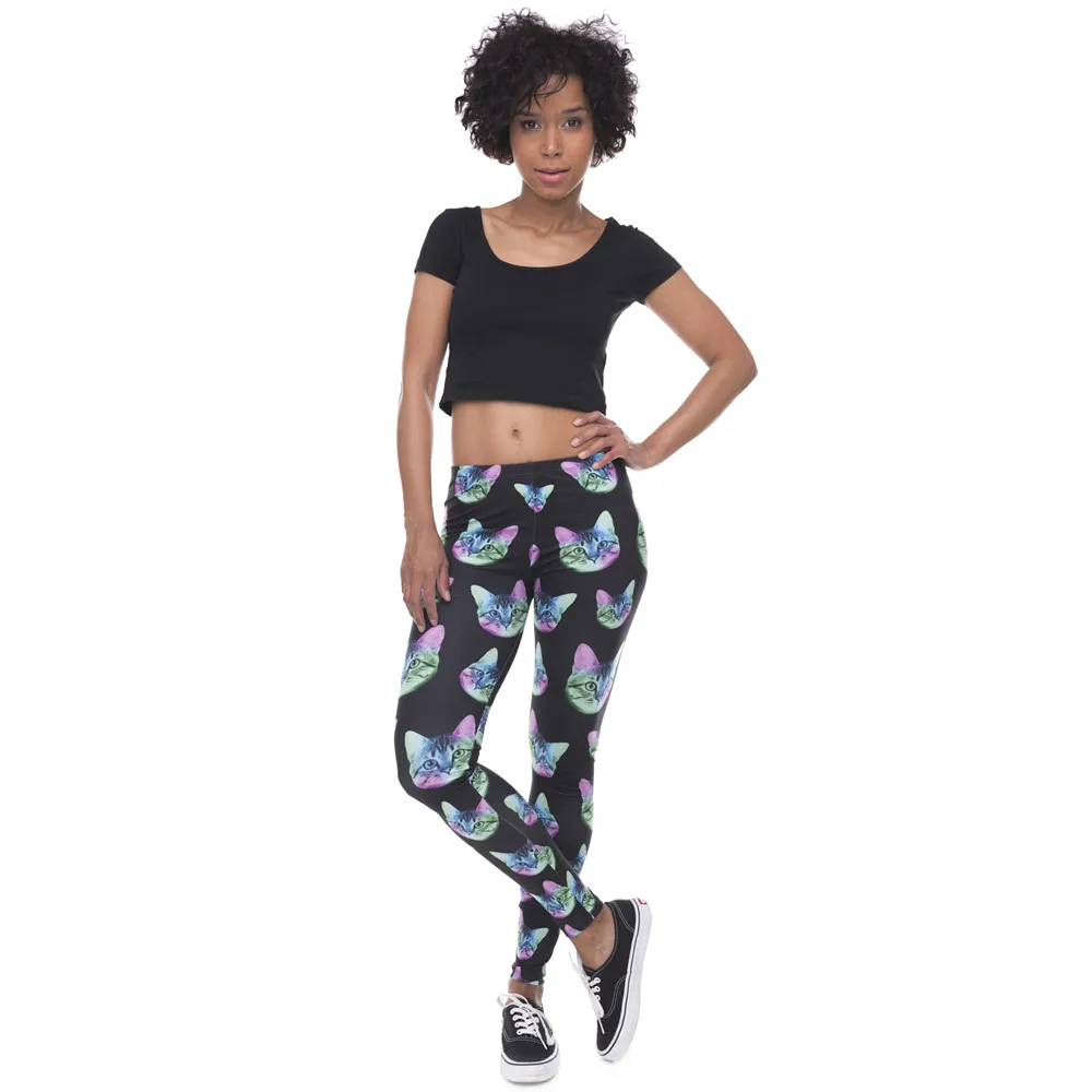 DeanFire-mallas elásticas con estampado de gatos para mujer, Leggings de Fitness Súper suaves, Sexy, ajustados, hasta el tobillo