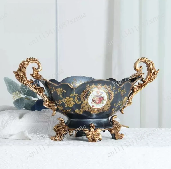 Luxury Fruit Tray Resin Decorative Plate High End Living Room Snack Tray Creative Dried Fruit Plate Household Decorative Storage