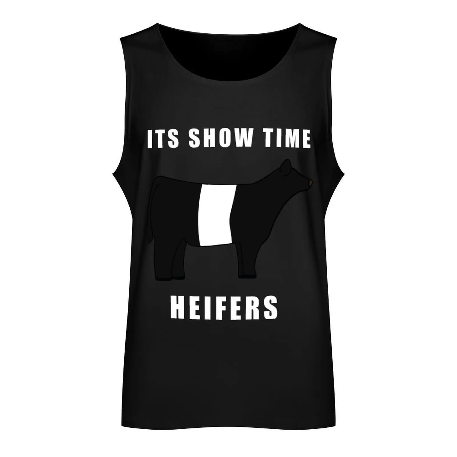 ITS SHOW TIME HEIFERS Belted Galloway Black and white Tank Top gym top Men's sports t-shirt