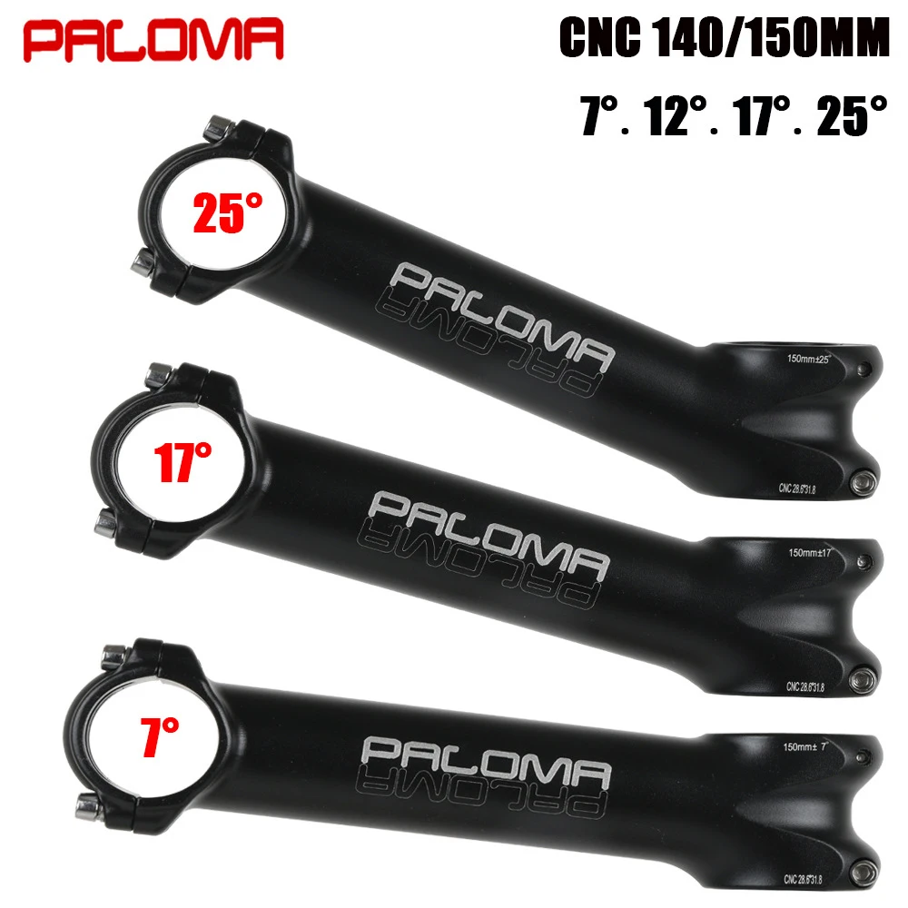 Paloma CNC Bicycle Extended Long Stem 7/12/17/25Degree 140/150MM Mountain Bike Road Bike Handle Stem Riser Accessories