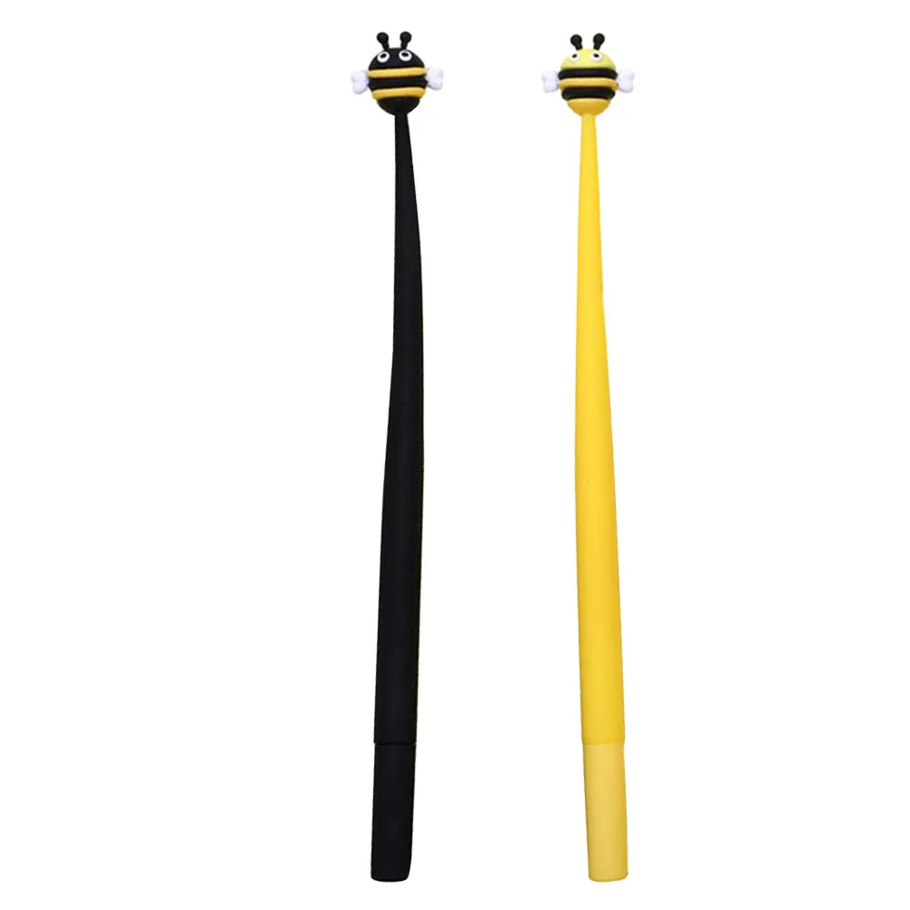 2Pcs Neutral Gel Pen Set Cute Bee Design 05Mm Fine Tip Smooth Writing Silicone Cartoon Office School Supplies Creative