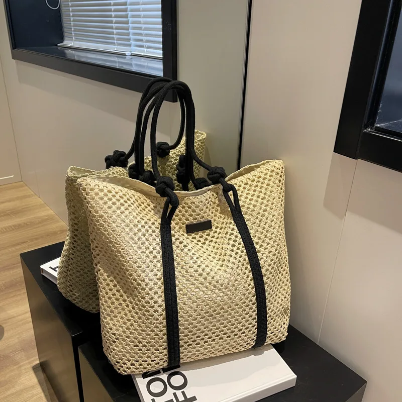Elegante Damen Stroh gewebte Handtasche Frauen Urlaub Strandtasche Casual Shopper Tote Top-Griff Taschen Mode Unterarm Umhängetaschen – Detail 6