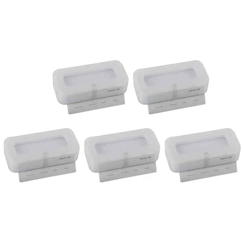 AT44-5Pcs 0.01Mm Microscope Slides Reticle Calibration Slide Ruler Cross Microscope Calibration Ruler Stage Micrometer