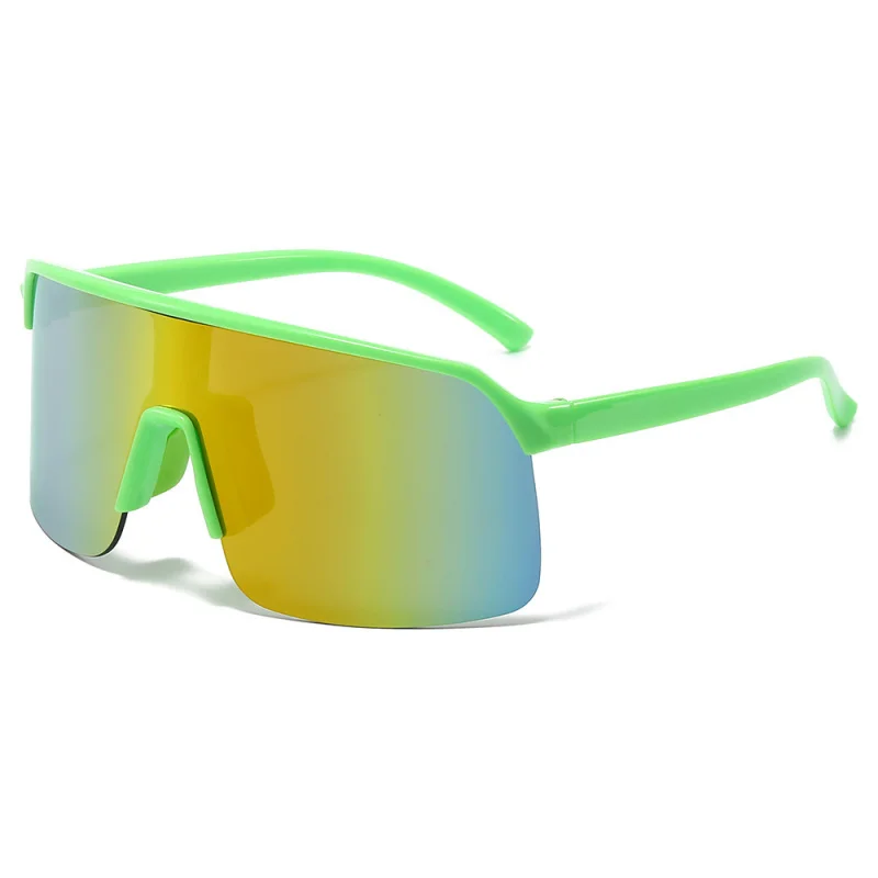 Halbrahmen Übergroße Sportsonnenbrille für Damen und Herren Reflektierende Anti-Sand Radfahrbrille Modische UV400 Sonnenschutz-Brille