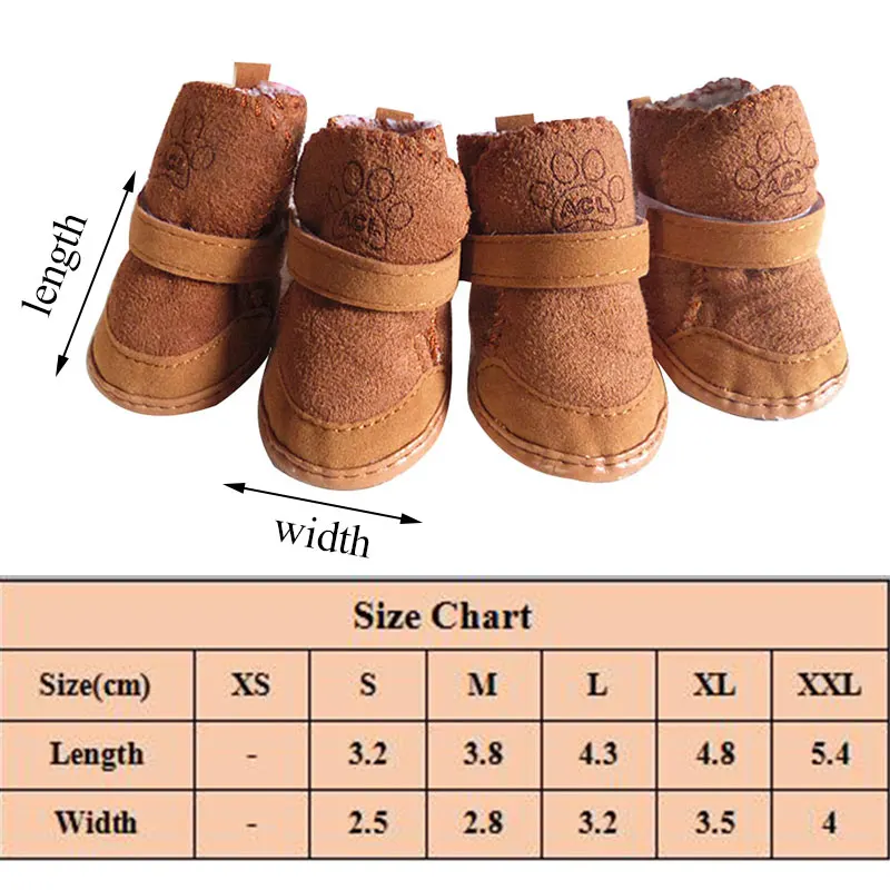 4pcs/set Pet Dog Shoes Winter Warm Shoes for Small Medium Dogs Anti-slip Puppy Rain Snow Boots Footwear Cat Dog Walking Sneakers