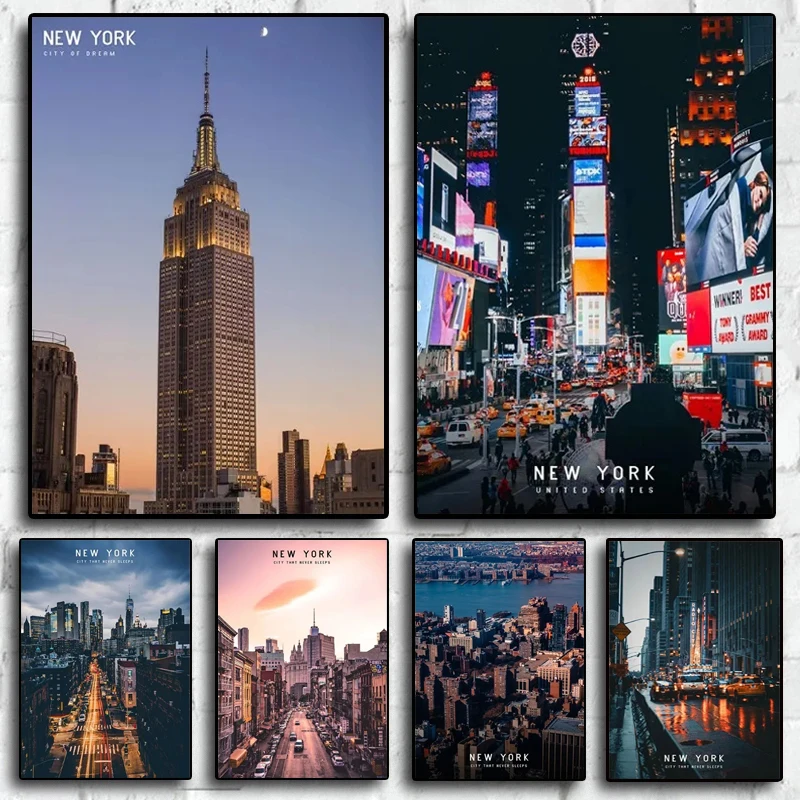 Affiches et impressions sur toile de paysages urbains de New York, célèbre ville américaine moderne, art mural, photo HD pour la décoration intérieure