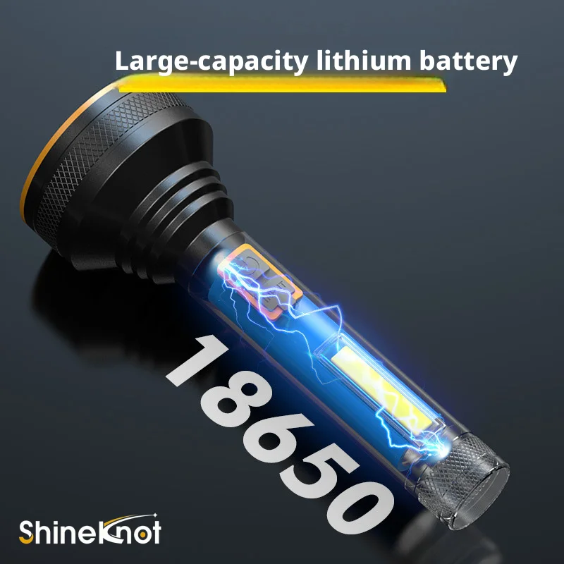 SHINEKNOT Flashlight Made Of Aluminum Alloy With Built-In Battery For Outdoor Lighting Strong Light Portable And Waterproof