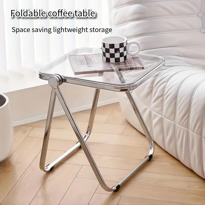 

Foldable and simple acrylic thick transparent coffee table, suitable for offices, living rooms, sofas, and home leisure