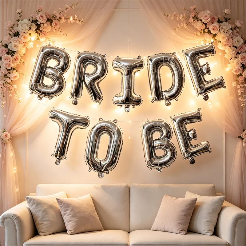 9Pcs 16inch Rose Gold Bride To Be Letter Foil Balloons Banner Bachelorette Party Decor Bridal Shower Wedding Hen Party Supplies