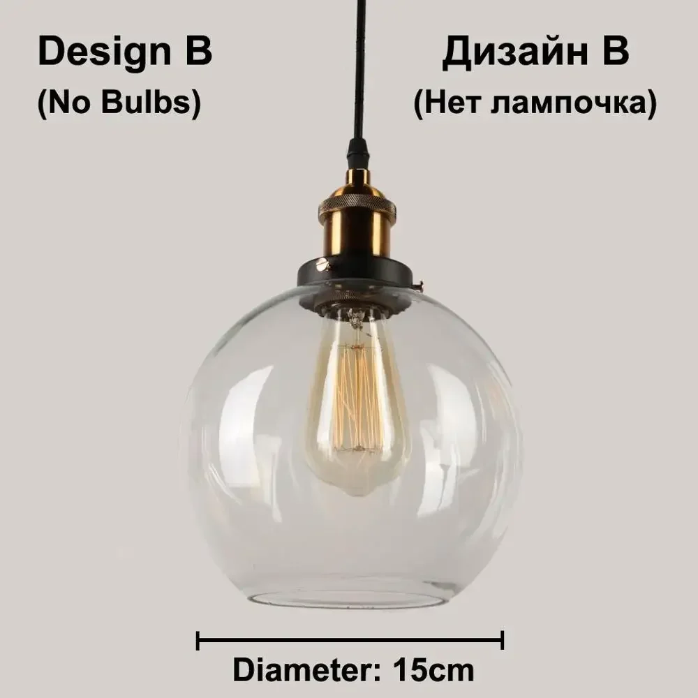Clear Grijs Amber Kleur Vintage Hanger Eetkamer Glas Opknoping Lamp Rusland Loft Armatuur Moderne Slaapkamer Verlichtingsarmaturen