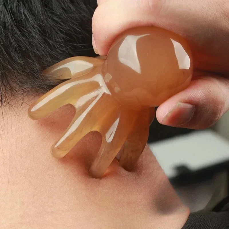 Resin Octopus Massage Comb Head Meridian Scraping Scalp Massage Brush Acupuncture SPA Gua Sha Massage Comb Fatigue Relief Massag