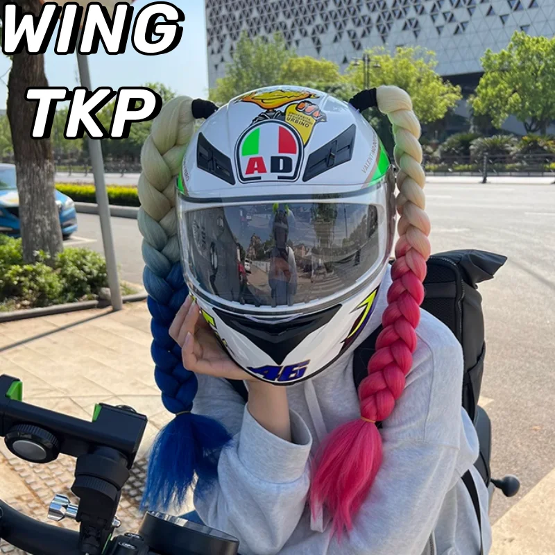 

WINGTKP Helmet Decoration Big Braid Suction Cup Detachable Locomotive Vehicle Ski Helmet Decoration Fried Dough Twists Braid