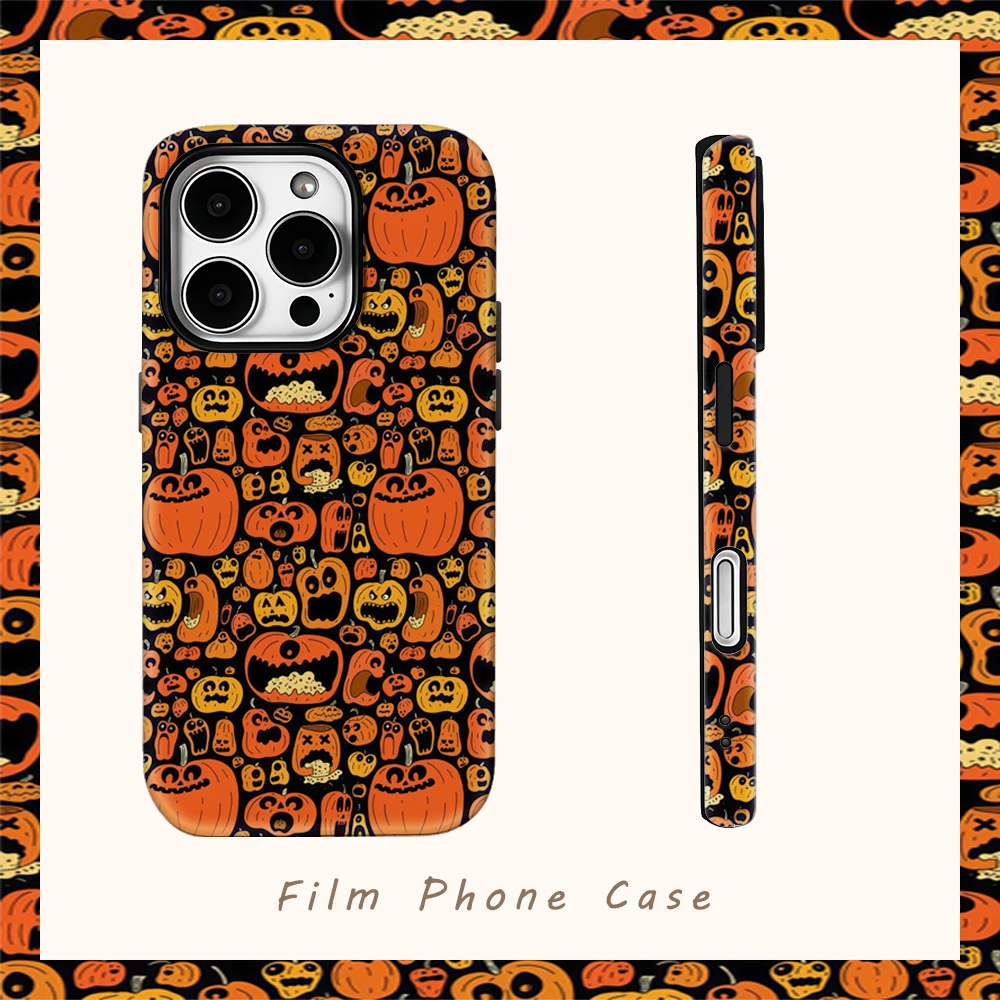 Halloween Pumpkin Mania Handyhülle für IPhone 16 15 14 13 12 11 X XS XR XSMAX 7 8 Pro Max Plus Doppelschichtige Rückseite