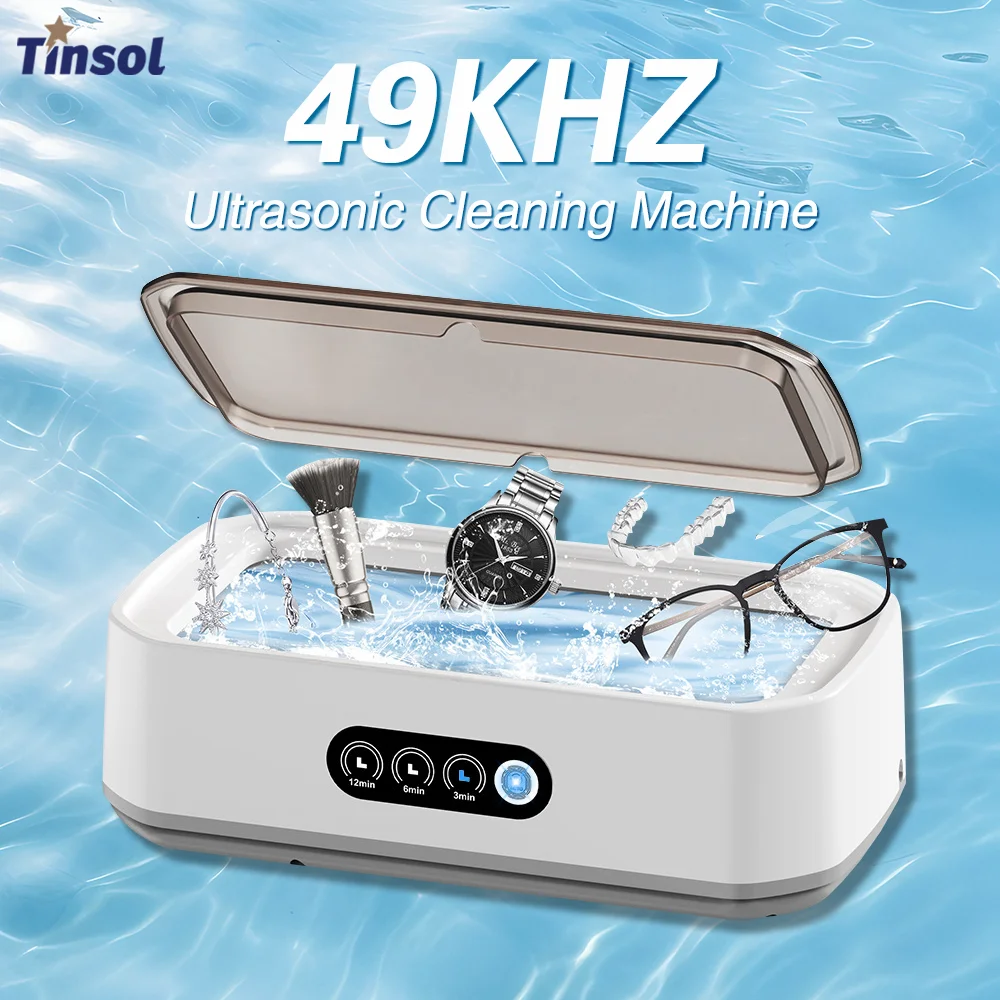 틴솔 49KHZ 고주파 진동 세척기 650ml 초음파 세척기 안경, 보석, 틀니 세척용