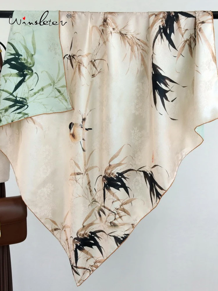 

Winsleter-Женский элегантный шарф из 100% натурального шелка, жаккардовый платок 110*110 см, подарки для мамы, темпераментный высококачественный платок, осень 202, A5O879CC